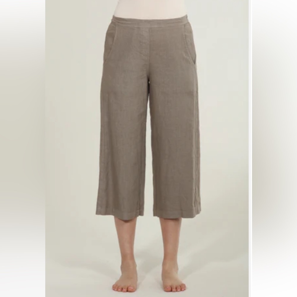 Fresh Laundry | Wide Leg Cropped Linen Pants, Desert